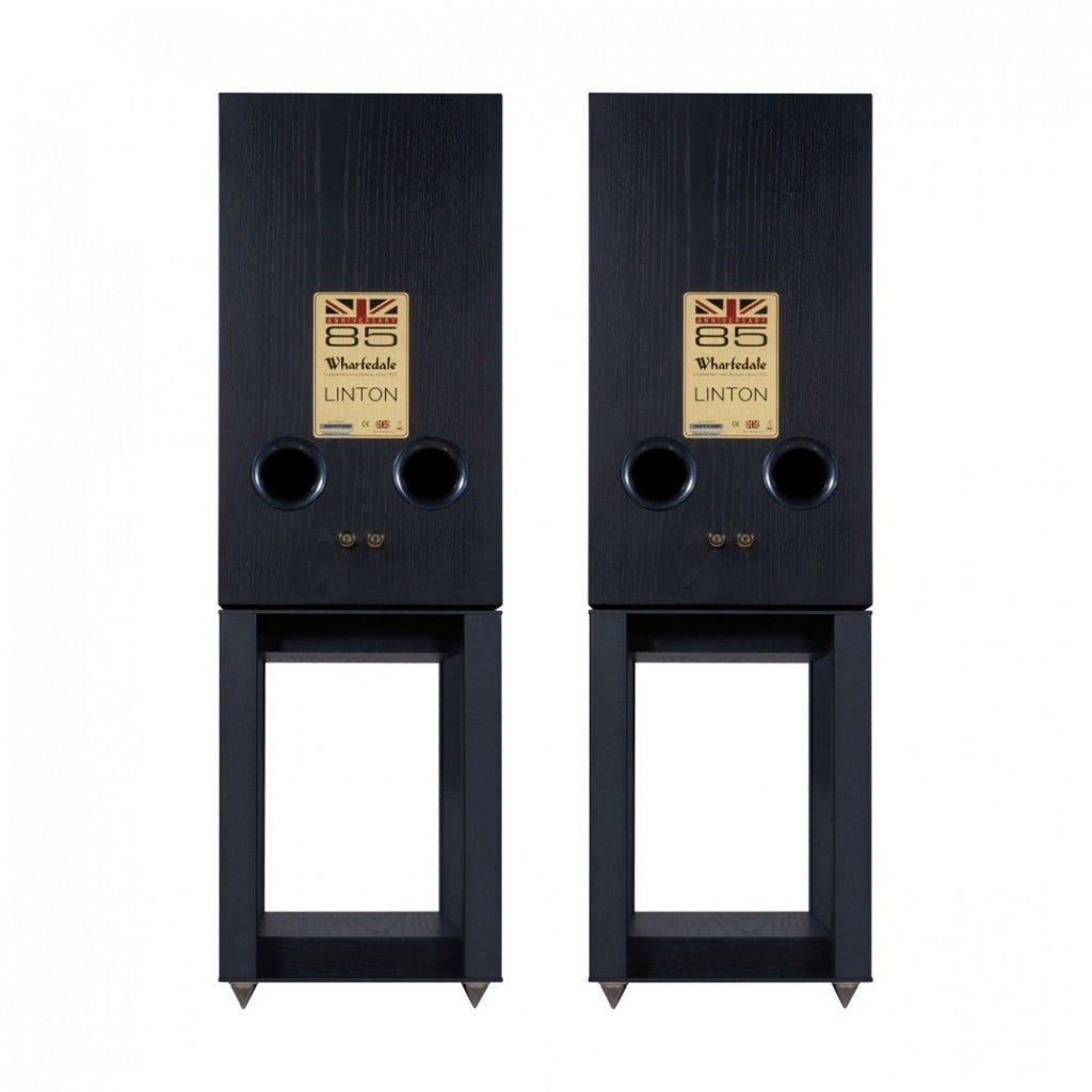Ruark R610 Music Console Charcoal with Wharfedale Linton Heritage Standmount Speakers Black with Matching Stands