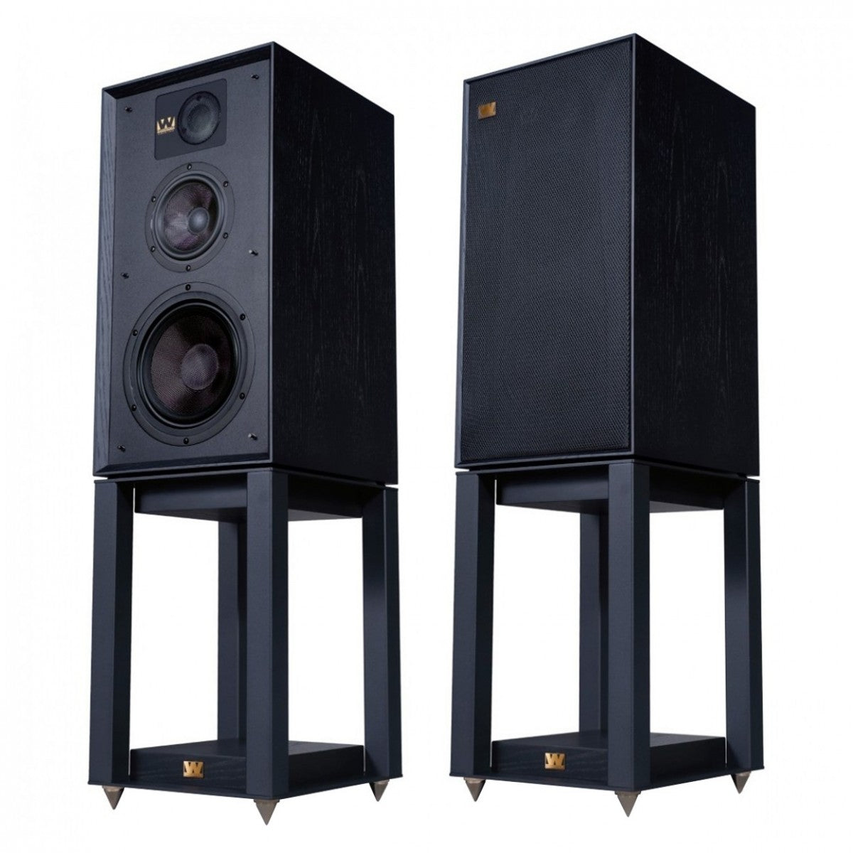 Ruark R610 Music Console Charcoal with Wharfedale Linton Heritage Standmount Speakers Black with Matching Stands