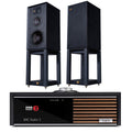 Ruark R610 Music Console Charcoal with Wharfedale Linton Heritage Standmount Speakers Black with Matching Stands